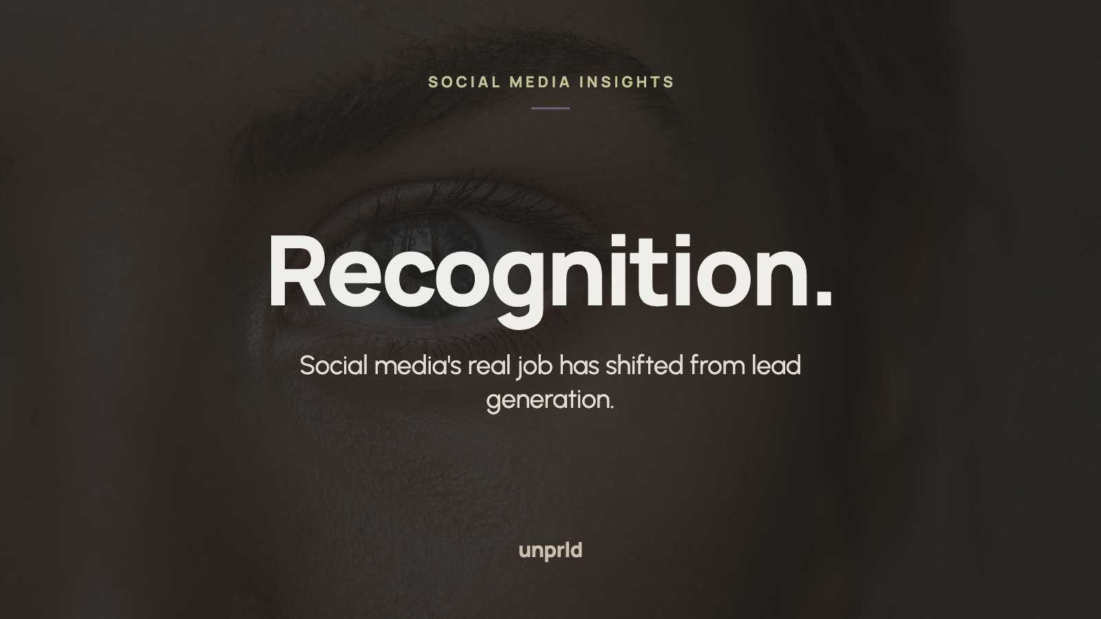 Recognition. Social media's real job has shifted from lead generation.